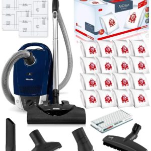 Miele Compact C2 Electro+ Canister HEPA Canister Vacuum Cleaner with SEB 228 Powerhead Bundle - Includes Miele Performance Pack 16 Type FJM AirClean Genuine FilterBags + Genuine AH50 HEPA Filter