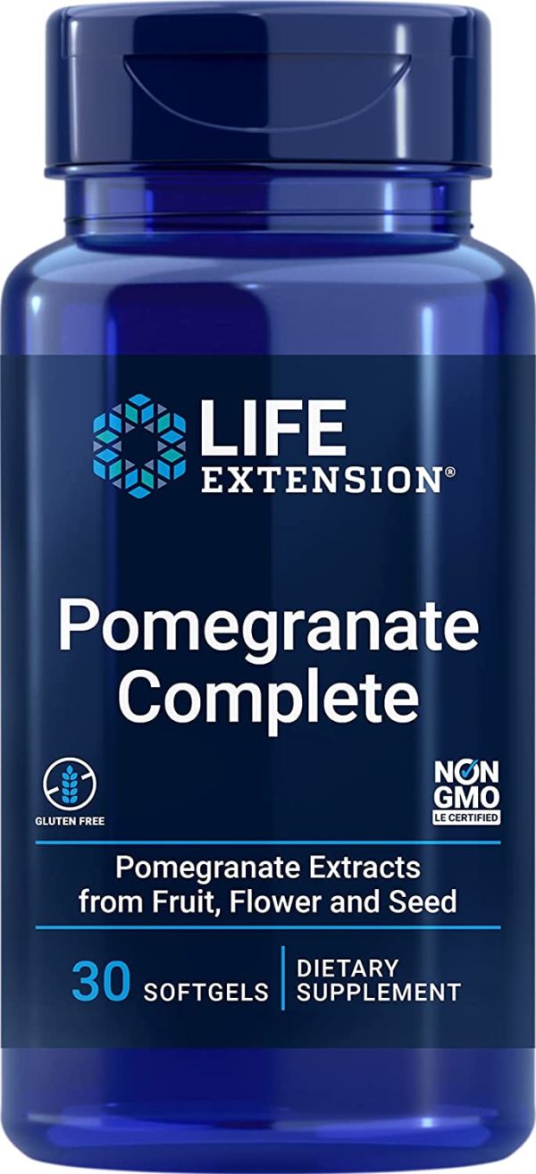 Life Extension Pomegranate Complete Comprehensive Superfood Health Supplement - Powerful Antioxidant Protection, Rich in Polyphenols, Fruit, Flower & Seeds Extracts, Gluten-Free, Non-GMO - 30 Softgels