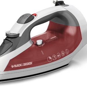 Black & Decker ICR07X Xpress Steam Cord Reel Iron, White/Red, 10.4" x 13" x 12"