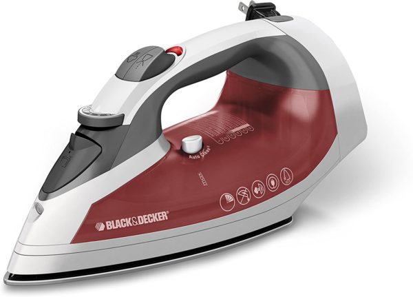 Black & Decker ICR07X Xpress Steam Cord Reel Iron, White/Red, 10.4" x 13" x 12"